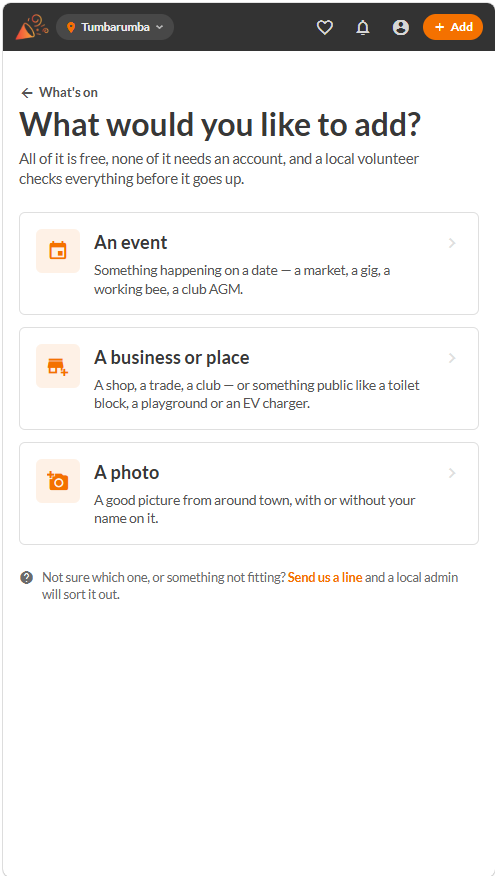 Adding an event, business or photo